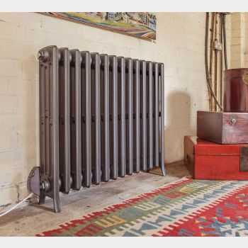 Electric-Etonian-4 column radiator in Old Florin Grey with anthracite element