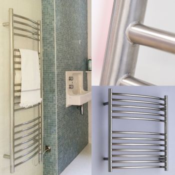 Alpine bow-fronted towel rails collage