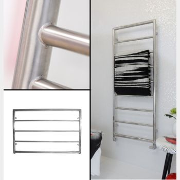 Alpine Mitre towel rail in stainless steel collage
