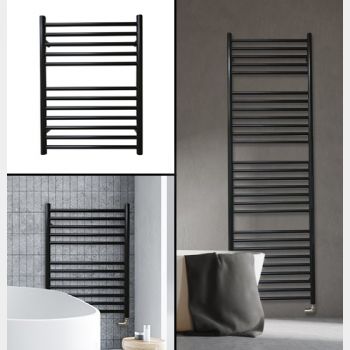 Negra stainless steel towel rails finished in black collage